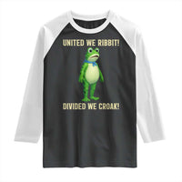 United We Ribbit Frog Protest Raglan Shirt Divided We Croak Free Portland Resist 2025 - Wonder Print Shop