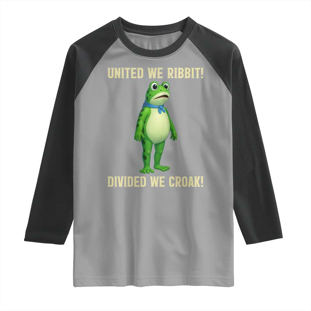 United We Ribbit Frog Protest Raglan Shirt Divided We Croak Free Portland Resist 2025 - Wonder Print Shop