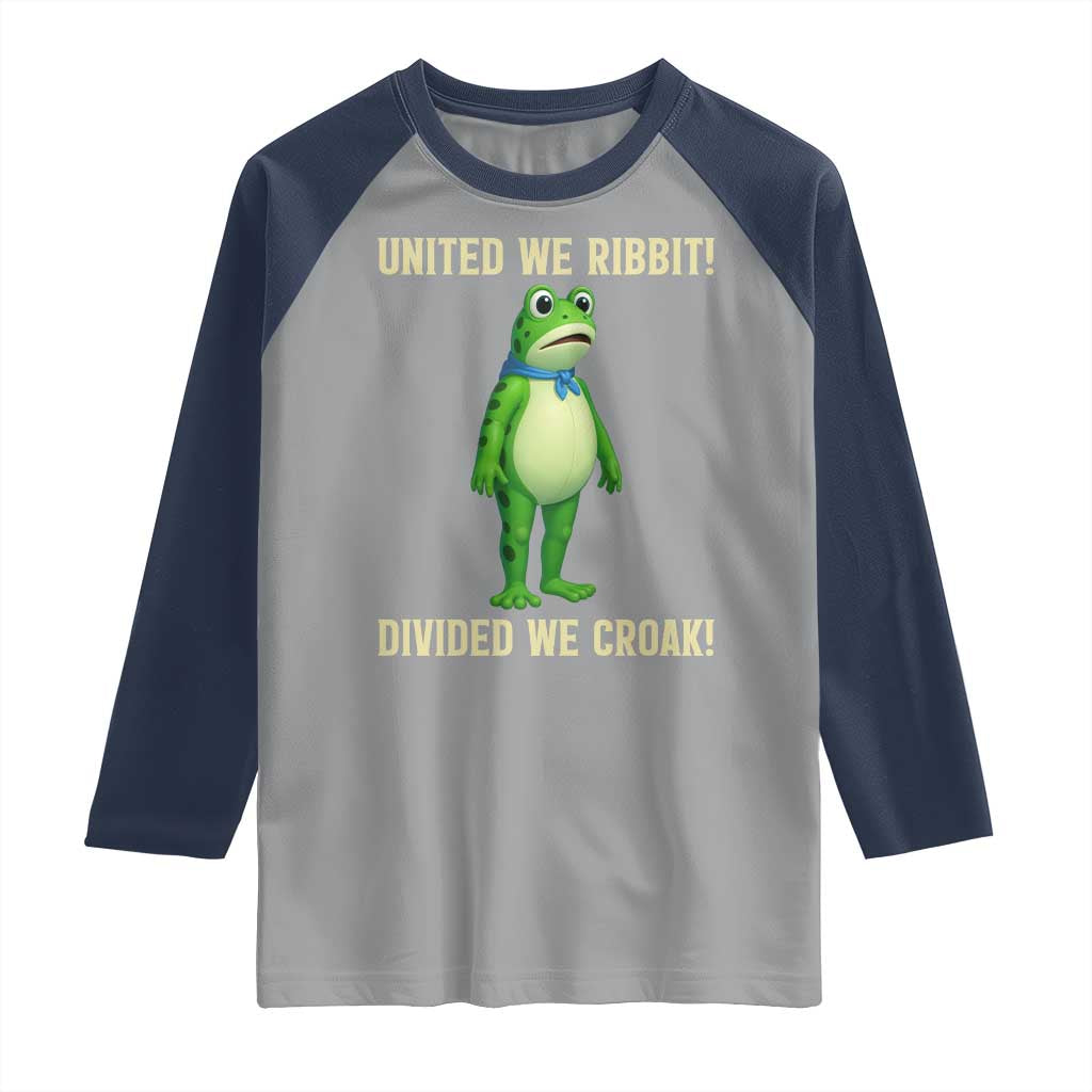 United We Ribbit Frog Protest Raglan Shirt Divided We Croak Free Portland Resist 2025 - Wonder Print Shop