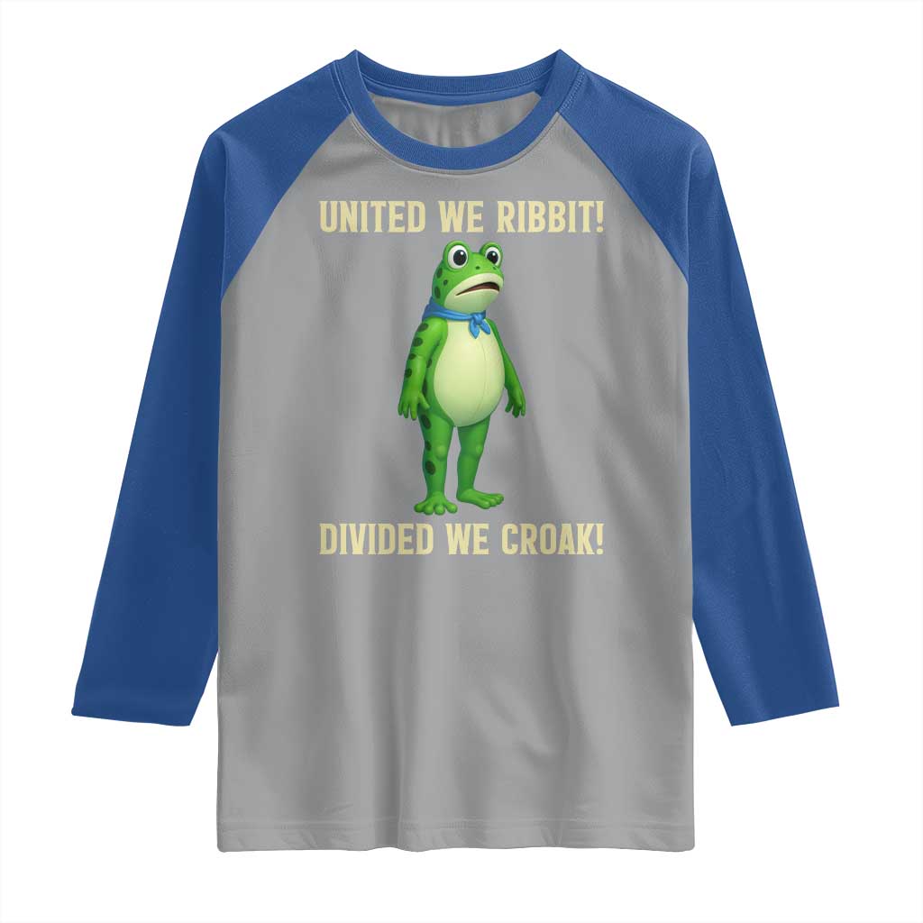 United We Ribbit Frog Protest Raglan Shirt Divided We Croak Free Portland Resist 2025 - Wonder Print Shop