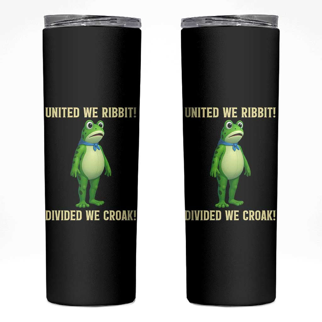 United We Ribbit Frog Protest Skinny Tumbler Divided We Croak Free Portland Resist 2025 - Wonder Print Shop