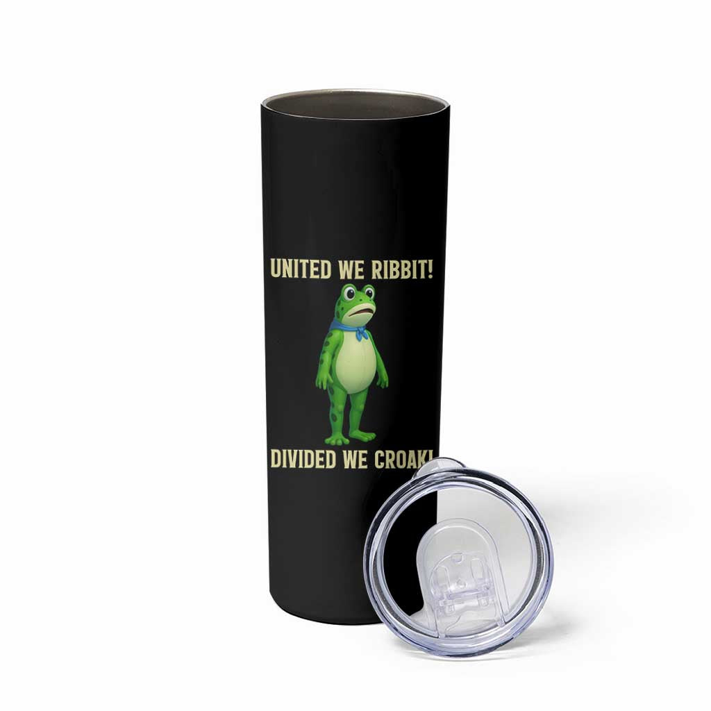 United We Ribbit Frog Protest Skinny Tumbler Divided We Croak Free Portland Resist 2025 - Wonder Print Shop