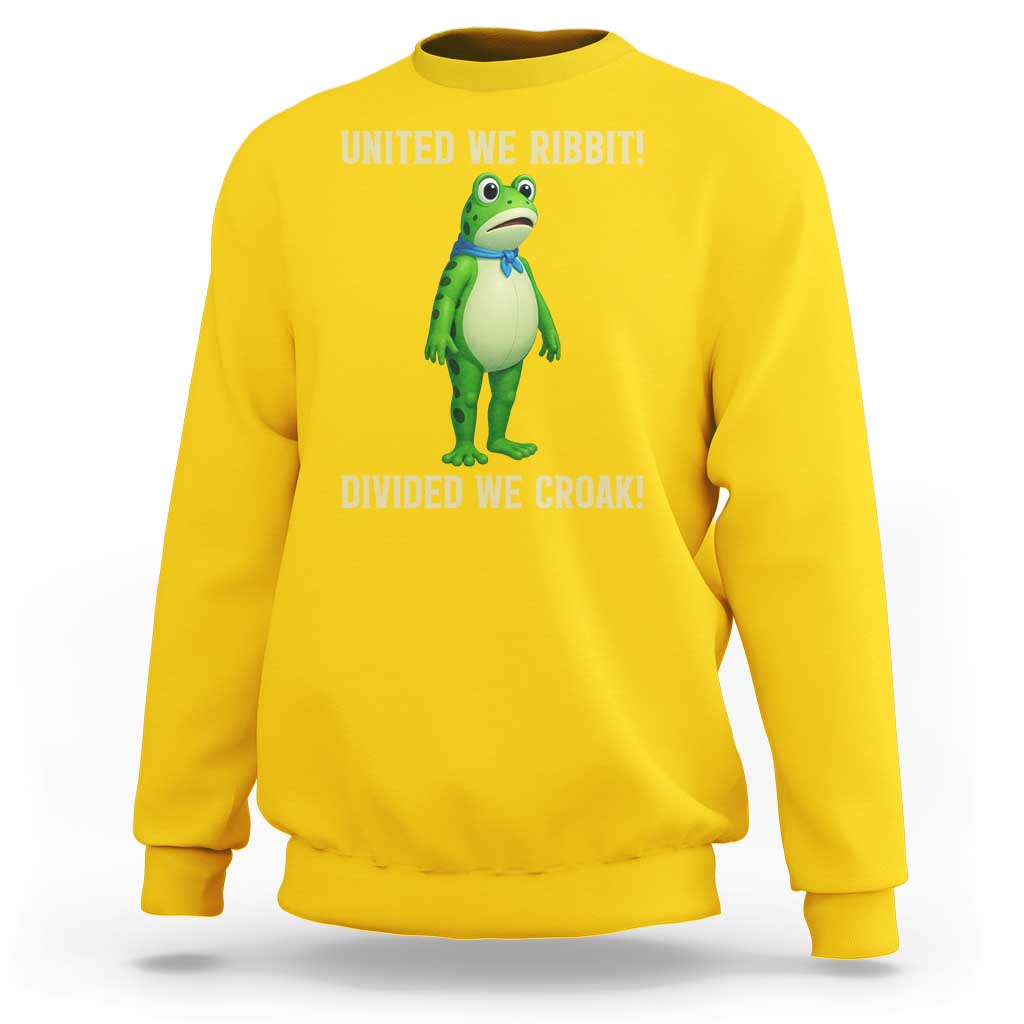 United We Ribbit Frog Protest Sweatshirt Divided We Croak Free Portland Resist 2025 - Wonder Print Shop