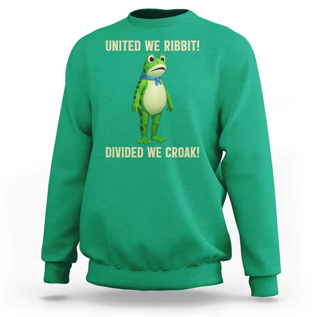 United We Ribbit Frog Protest Sweatshirt Divided We Croak Free Portland Resist 2025 - Wonder Print Shop