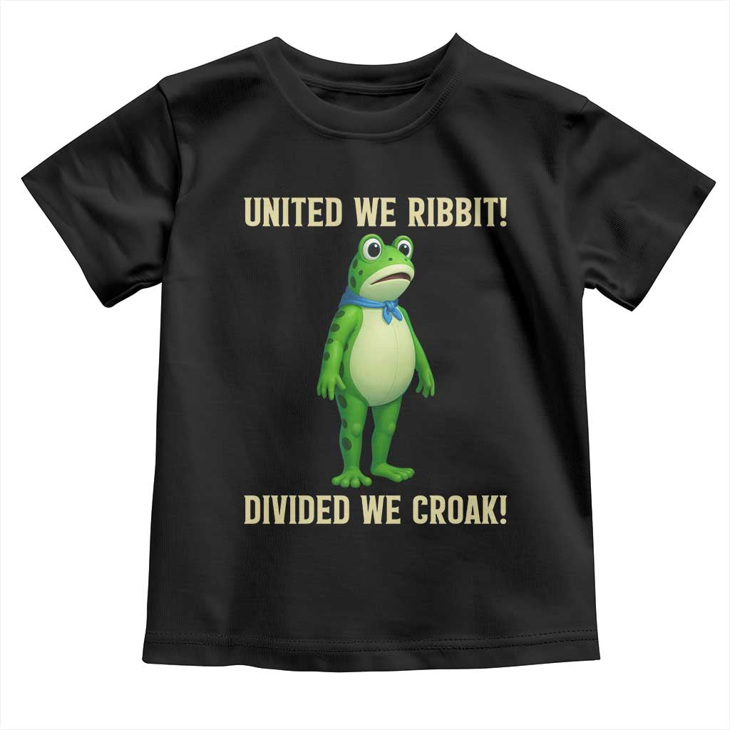 United We Ribbit Frog Protest Toddler T Shirt Divided We Croak Free Portland Resist 2025 - Wonder Print Shop