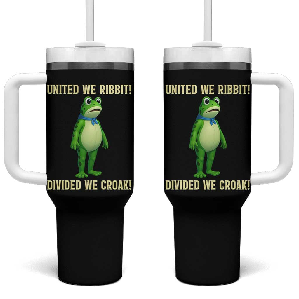 United We Ribbit Frog Protest Tumbler With Handle Divided We Croak Free Portland Resist 2025 - Wonder Print Shop