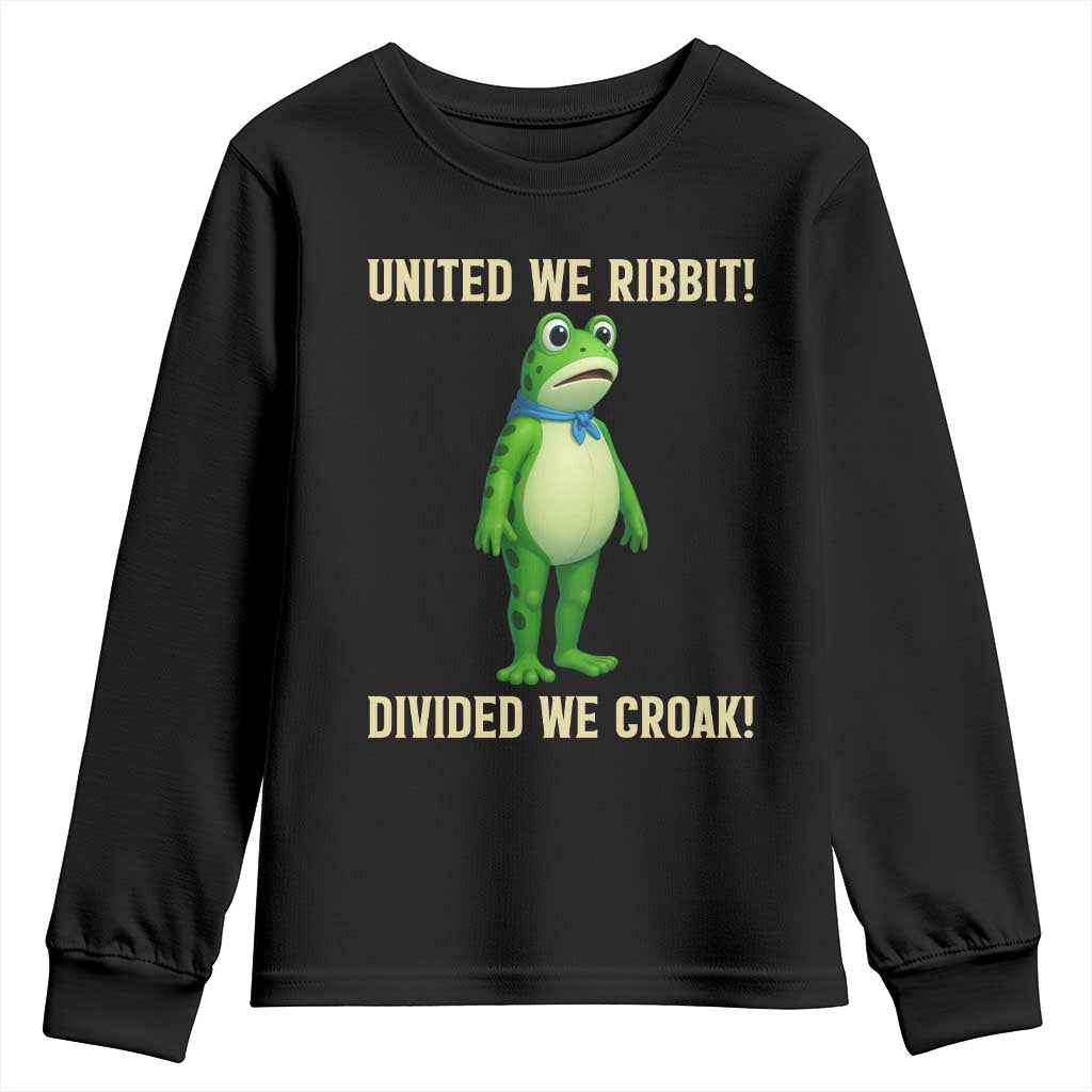 United We Ribbit Frog Protest Youth Sweatshirt Divided We Croak Free Portland Resist 2025 - Wonder Print Shop