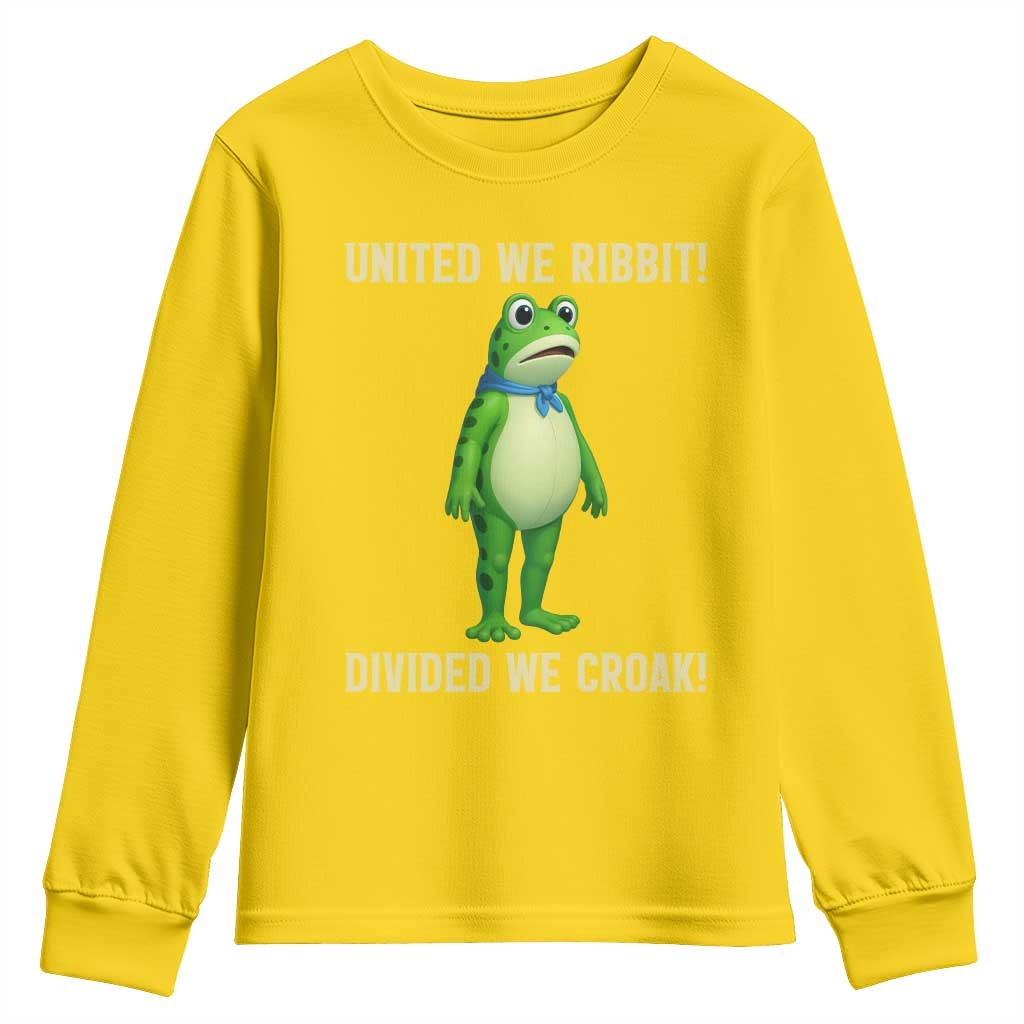 United We Ribbit Frog Protest Youth Sweatshirt Divided We Croak Free Portland Resist 2025 - Wonder Print Shop