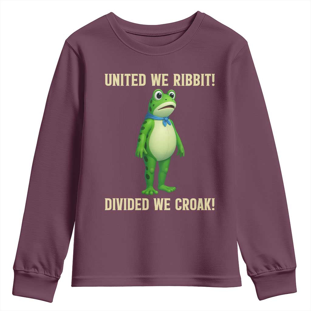 United We Ribbit Frog Protest Youth Sweatshirt Divided We Croak Free Portland Resist 2025 - Wonder Print Shop