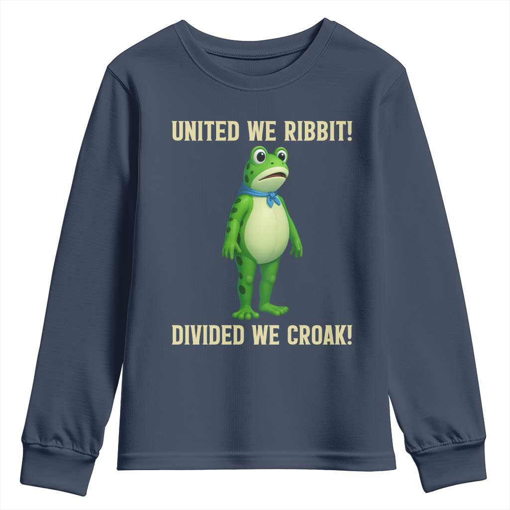 United We Ribbit Frog Protest Youth Sweatshirt Divided We Croak Free Portland Resist 2025 - Wonder Print Shop