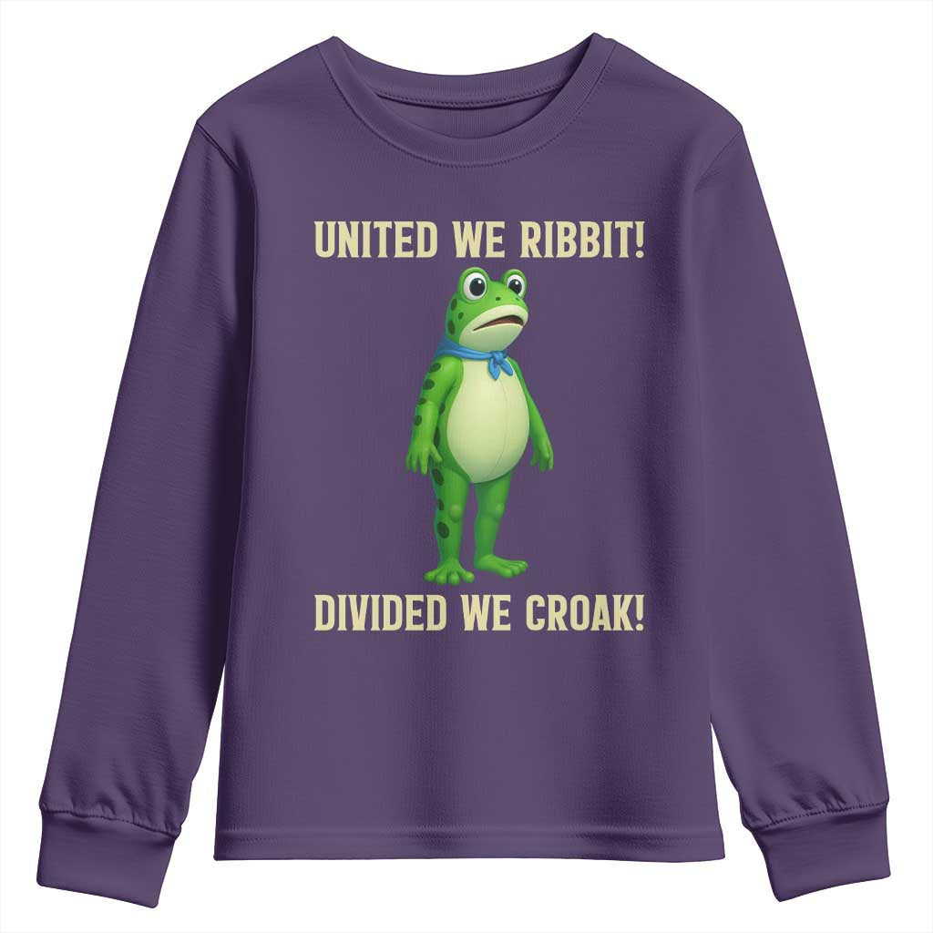 United We Ribbit Frog Protest Youth Sweatshirt Divided We Croak Free Portland Resist 2025 - Wonder Print Shop