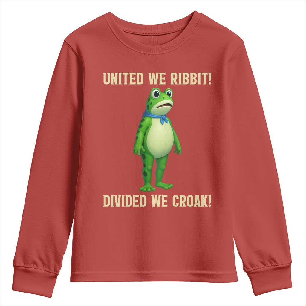 United We Ribbit Frog Protest Youth Sweatshirt Divided We Croak Free Portland Resist 2025 - Wonder Print Shop