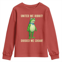 United We Ribbit Frog Protest Youth Sweatshirt Divided We Croak Free Portland Resist 2025 - Wonder Print Shop