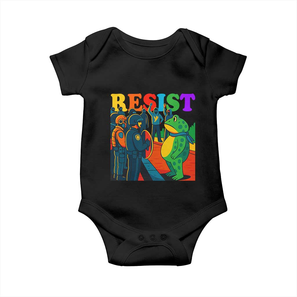 Rainbow Street Protest Frog Baby Onesie Resist LGBTQ+ Solidarity - Wonder Print Shop