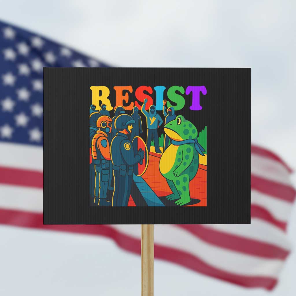 Rainbow Street Protest Frog Protest Sign Resist LGBTQ+ Solidarity - Wonder Print Shop