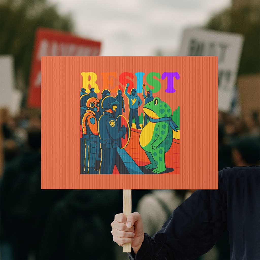 Rainbow Street Protest Frog Protest Sign Resist LGBTQ+ Solidarity - Wonder Print Shop