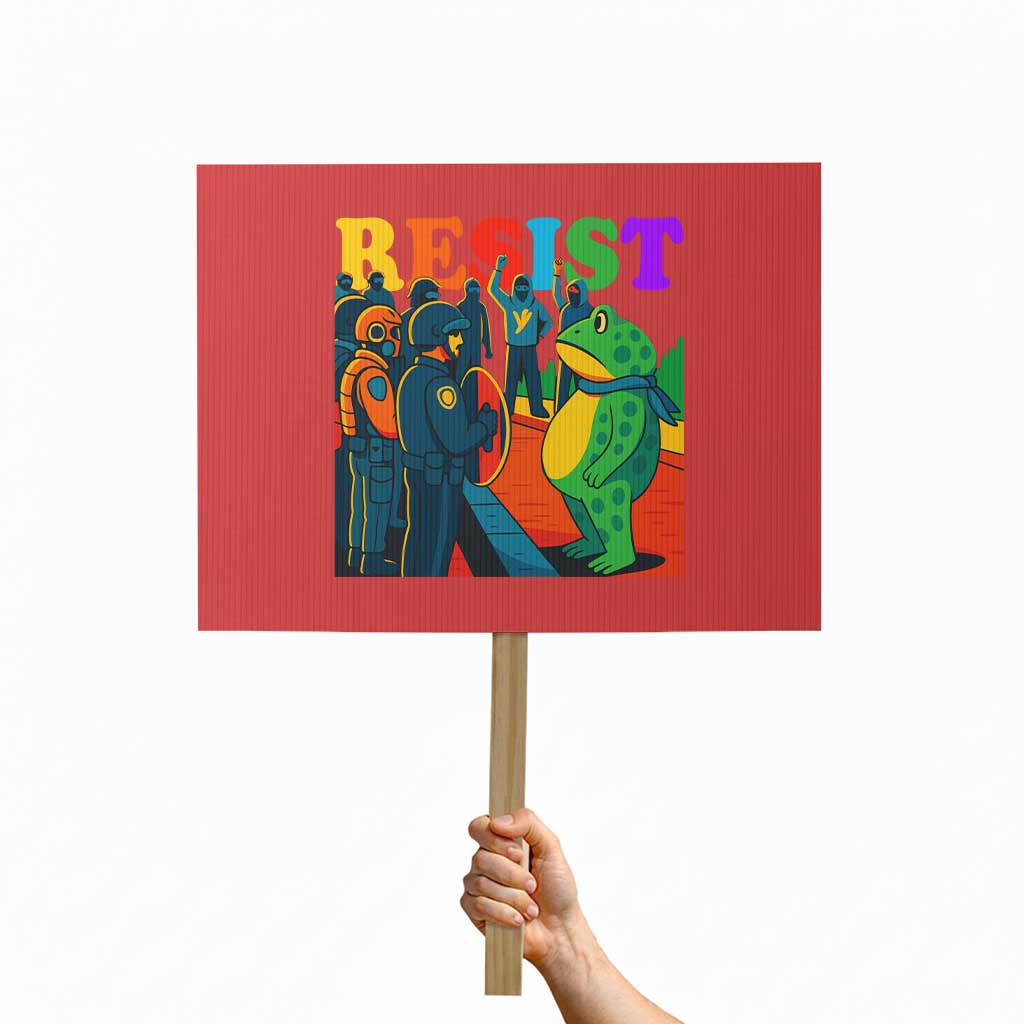 Rainbow Street Protest Frog Protest Sign Resist LGBTQ+ Solidarity - Wonder Print Shop