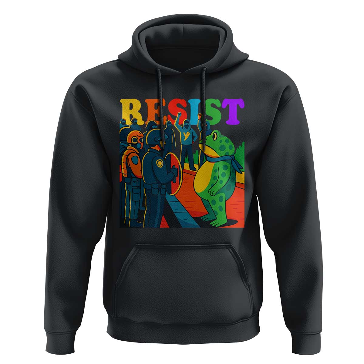 Rainbow Street Protest Frog Hoodie Resist LGBTQ+ Solidarity - Wonder Print Shop