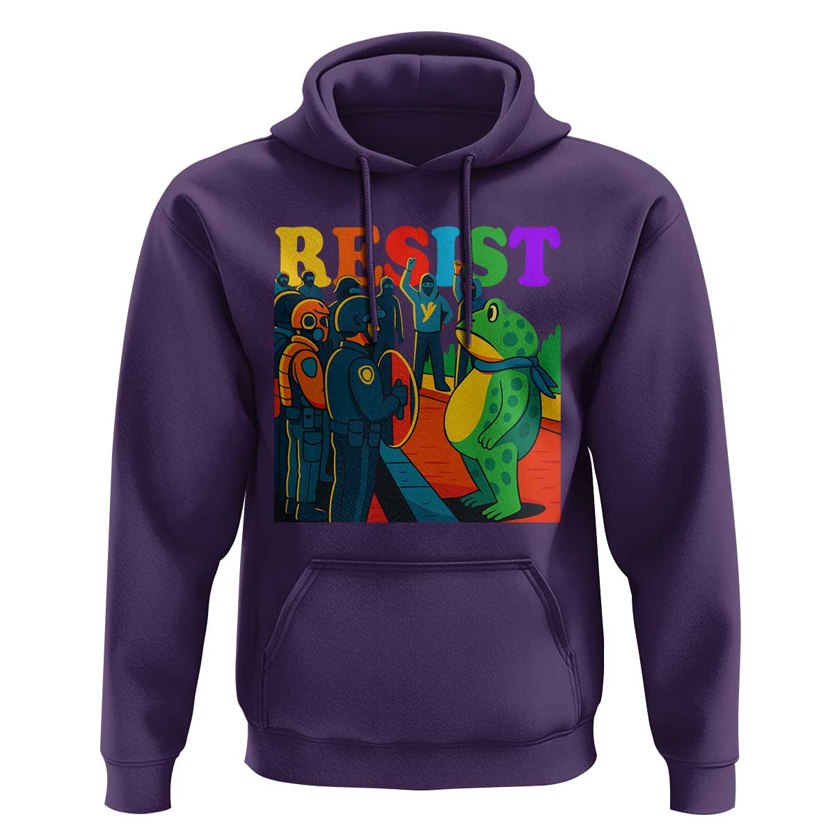 Rainbow Street Protest Frog Hoodie Resist LGBTQ+ Solidarity - Wonder Print Shop
