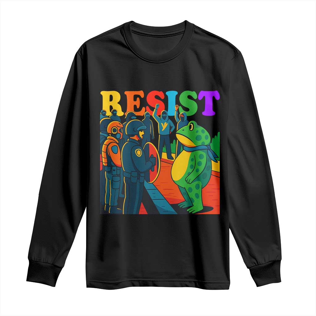 Rainbow Street Protest Frog Long Sleeve Shirt Resist LGBTQ+ Solidarity - Wonder Print Shop