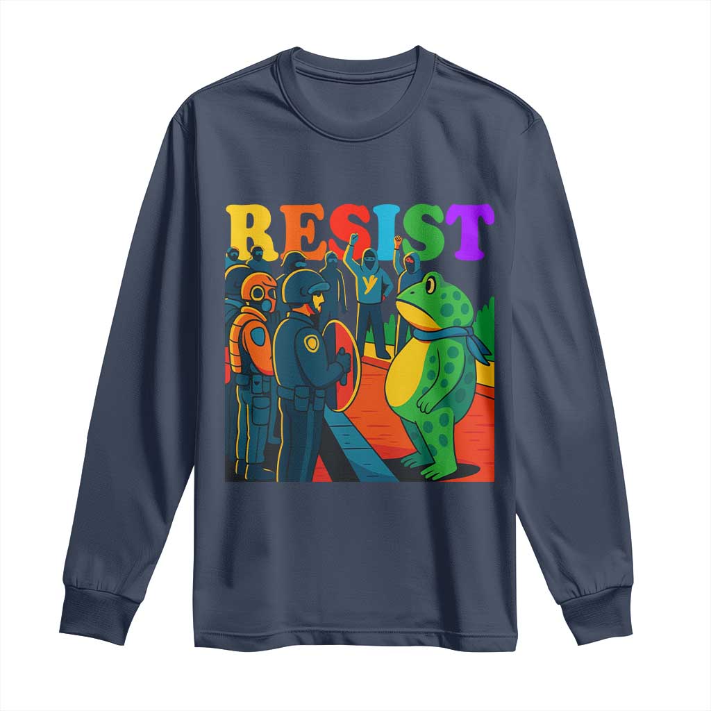 Rainbow Street Protest Frog Long Sleeve Shirt Resist LGBTQ+ Solidarity - Wonder Print Shop