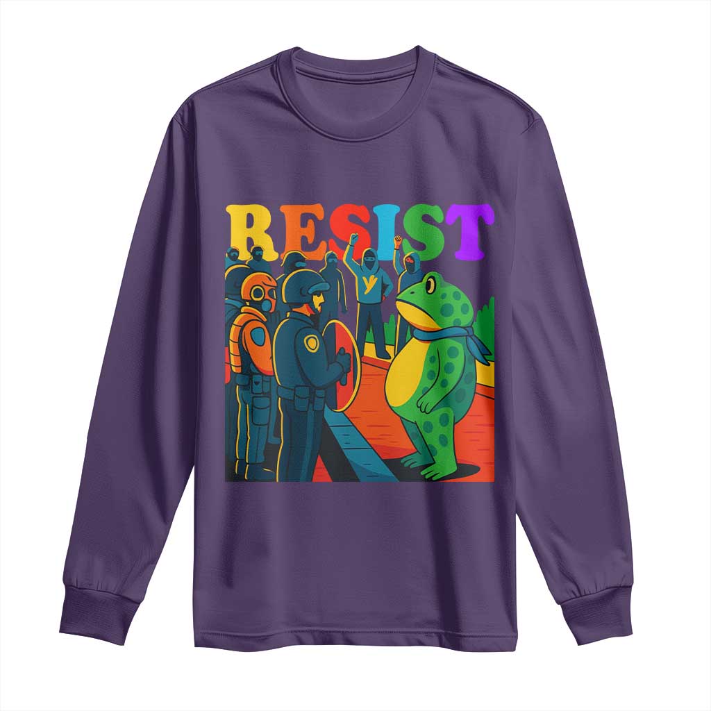 Rainbow Street Protest Frog Long Sleeve Shirt Resist LGBTQ+ Solidarity - Wonder Print Shop