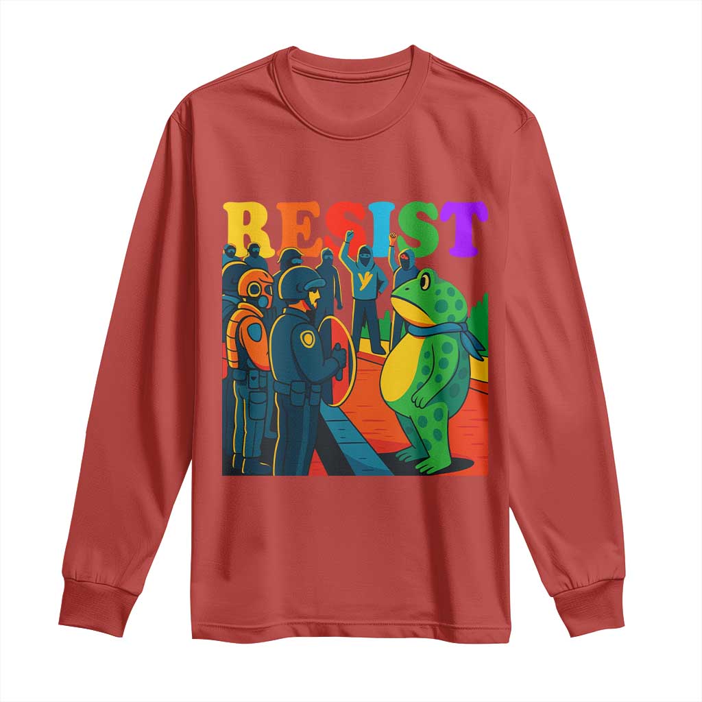 Rainbow Street Protest Frog Long Sleeve Shirt Resist LGBTQ+ Solidarity - Wonder Print Shop