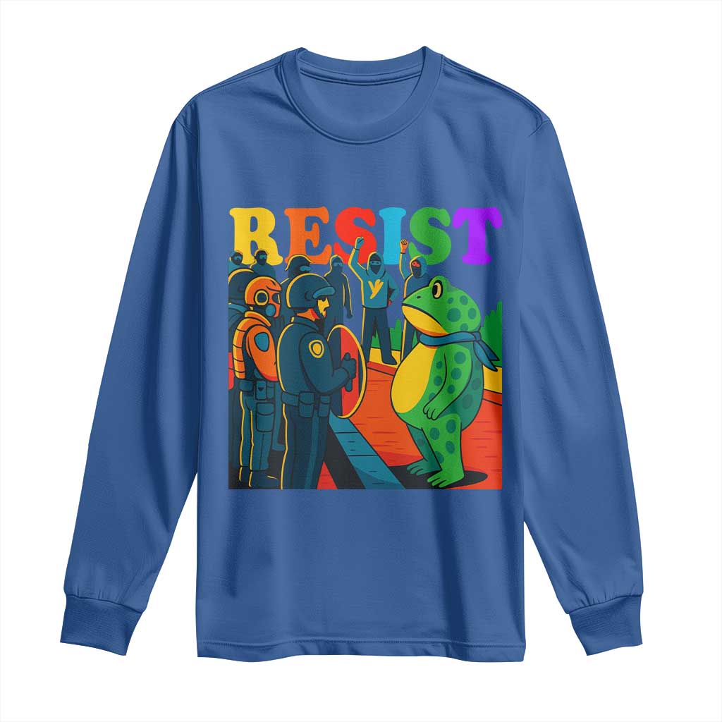Rainbow Street Protest Frog Long Sleeve Shirt Resist LGBTQ+ Solidarity - Wonder Print Shop