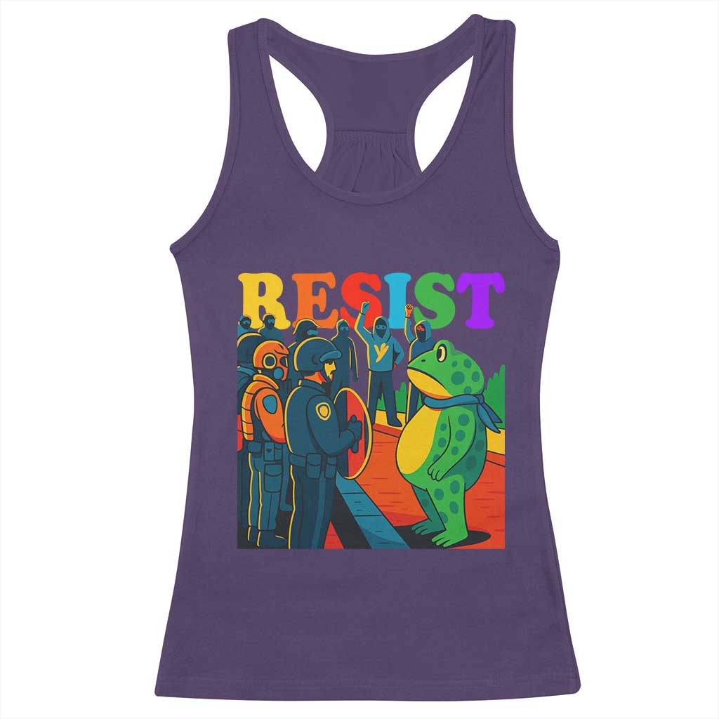 Rainbow Street Protest Frog Racerback Tank Top Resist LGBTQ+ Solidarity - Wonder Print Shop