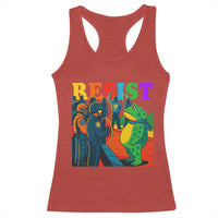 Rainbow Street Protest Frog Racerback Tank Top Resist LGBTQ+ Solidarity - Wonder Print Shop