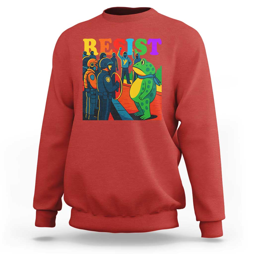 Rainbow Street Protest Frog Sweatshirt Resist LGBTQ+ Solidarity - Wonder Print Shop