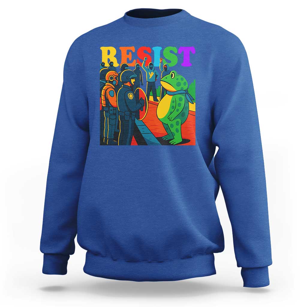 Rainbow Street Protest Frog Sweatshirt Resist LGBTQ+ Solidarity - Wonder Print Shop