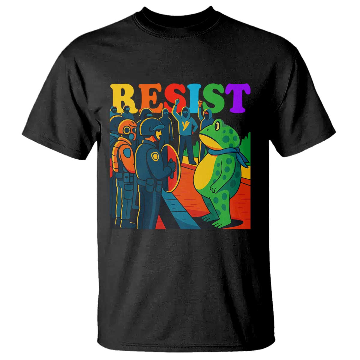 Rainbow Street Protest Frog T Shirt Resist LGBTQ+ Solidarity - Wonder Print Shop