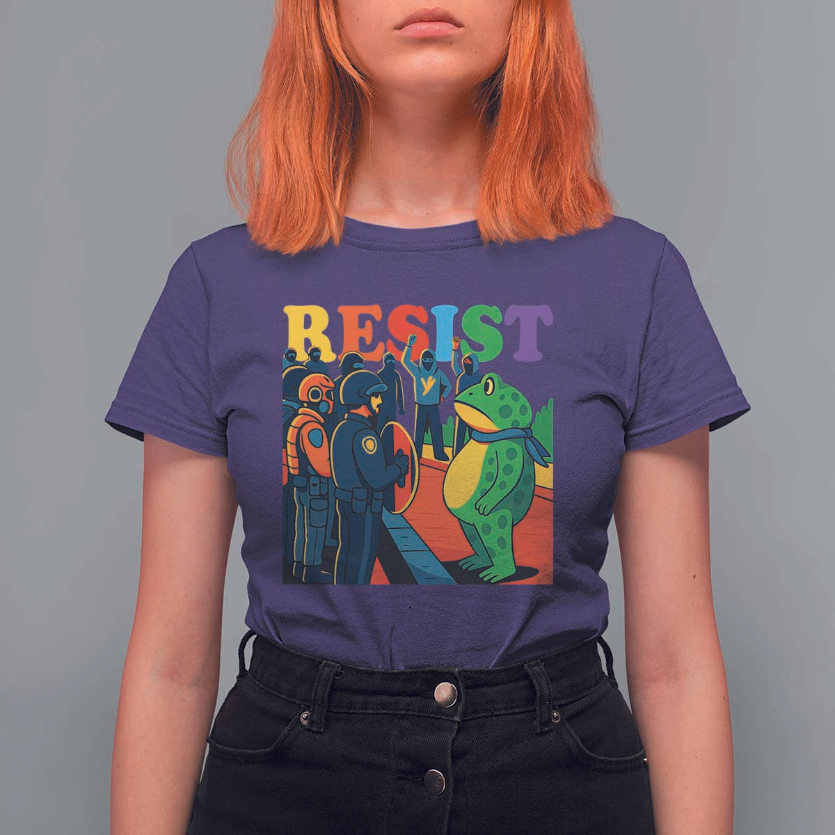 Rainbow Street Protest Frog T Shirt For Women Resist LGBTQ+ Solidarity - Wonder Print Shop
