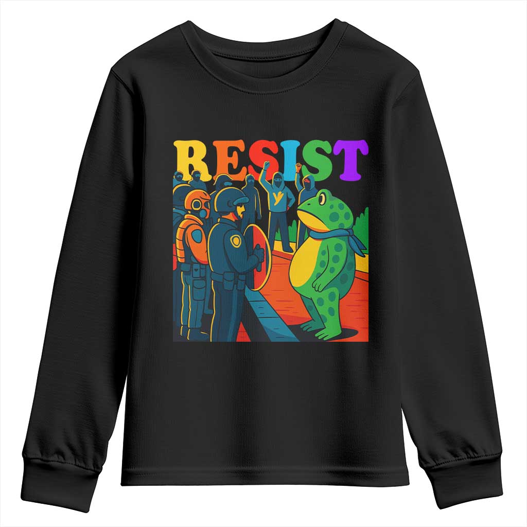 Rainbow Street Protest Frog Youth Sweatshirt Resist LGBTQ+ Solidarity - Wonder Print Shop