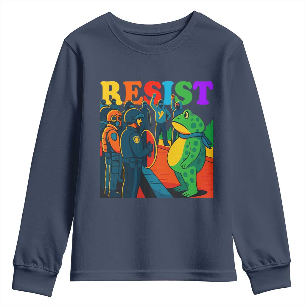Rainbow Street Protest Frog Youth Sweatshirt Resist LGBTQ+ Solidarity - Wonder Print Shop