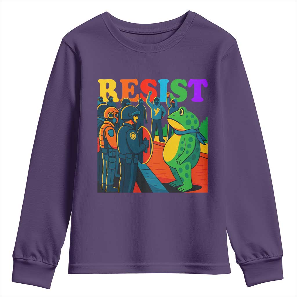Rainbow Street Protest Frog Youth Sweatshirt Resist LGBTQ+ Solidarity - Wonder Print Shop