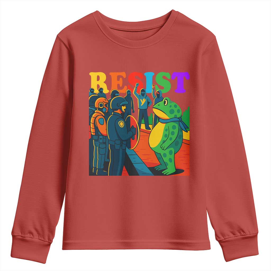 Rainbow Street Protest Frog Youth Sweatshirt Resist LGBTQ+ Solidarity - Wonder Print Shop