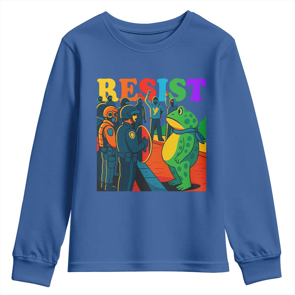 Rainbow Street Protest Frog Youth Sweatshirt Resist LGBTQ+ Solidarity - Wonder Print Shop