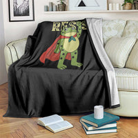 Resist Super Frog Throw Blanket Free Portland Political Satire Retro Graphic - Wonder Print Shop
