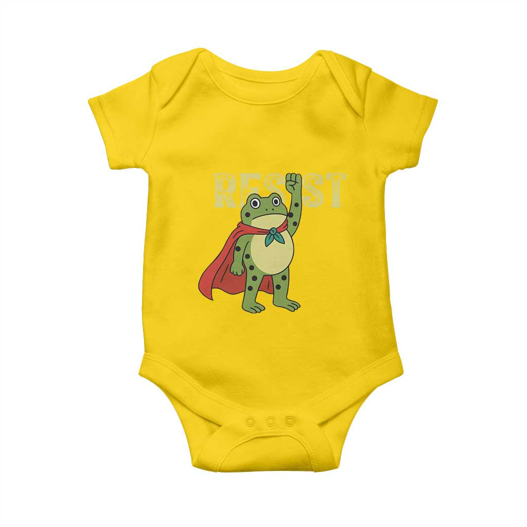 Resist Super Frog Baby Onesie Free Portland Political Satire Retro Graphic - Wonder Print Shop
