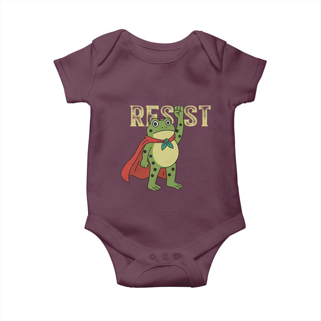 Resist Super Frog Baby Onesie Free Portland Political Satire Retro Graphic - Wonder Print Shop