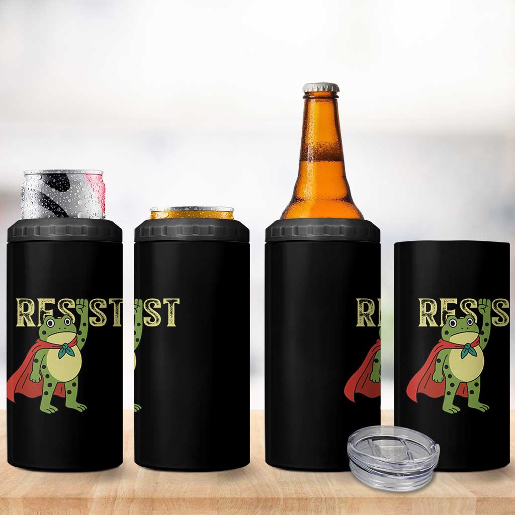 Resist Super Frog 4 in 1 Can Cooler Tumbler Free Portland Political Satire Retro Graphic - Wonder Print Shop