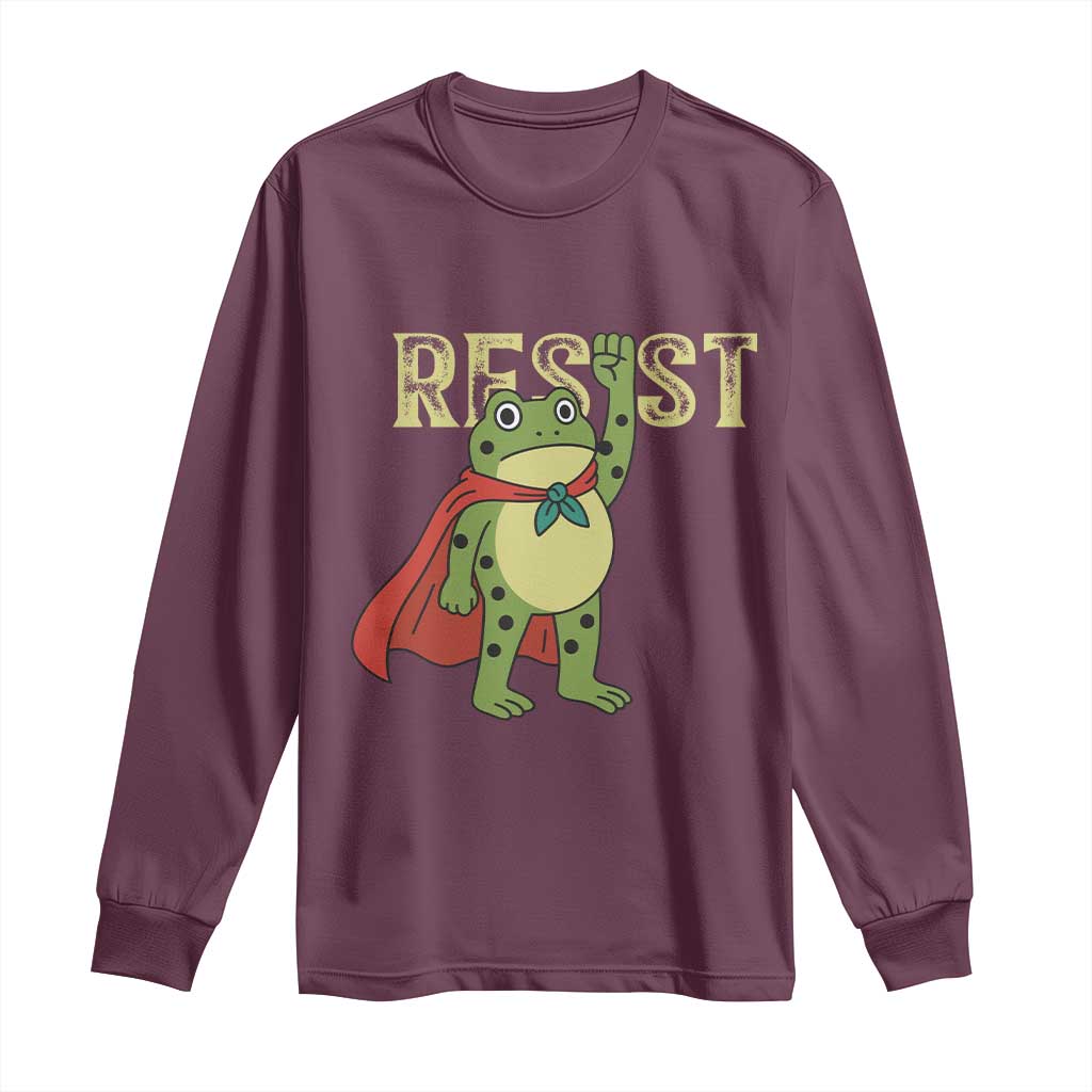 Resist Super Frog Long Sleeve Shirt Free Portland Political Satire Retro Graphic - Wonder Print Shop