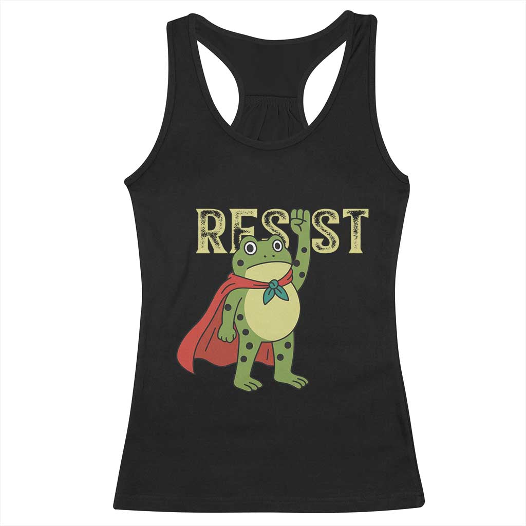 Resist Super Frog Racerback Tank Top Free Portland Political Satire Retro Graphic - Wonder Print Shop