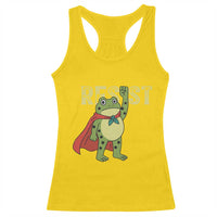 Resist Super Frog Racerback Tank Top Free Portland Political Satire Retro Graphic - Wonder Print Shop