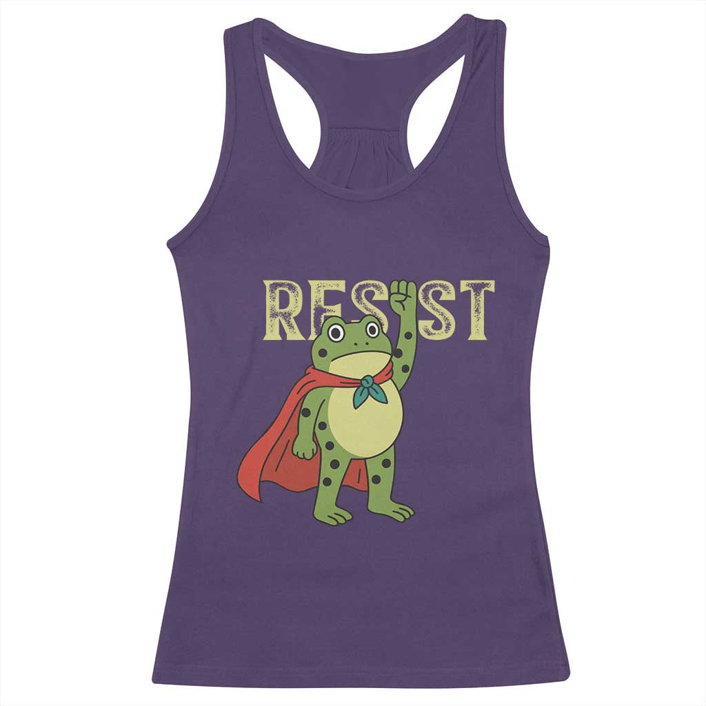 Resist Super Frog Racerback Tank Top Free Portland Political Satire Retro Graphic - Wonder Print Shop