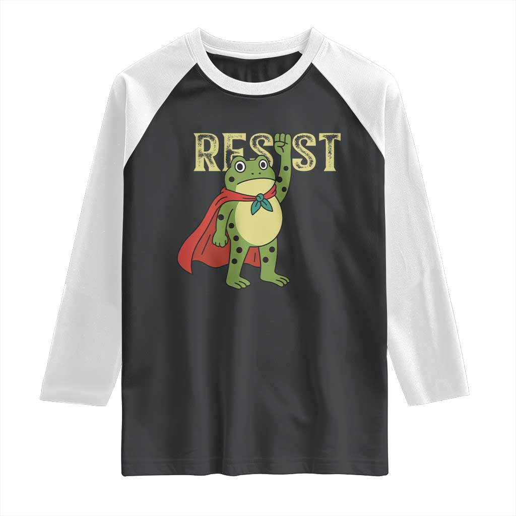 Resist Super Frog Raglan Shirt Free Portland Political Satire Retro Graphic - Wonder Print Shop