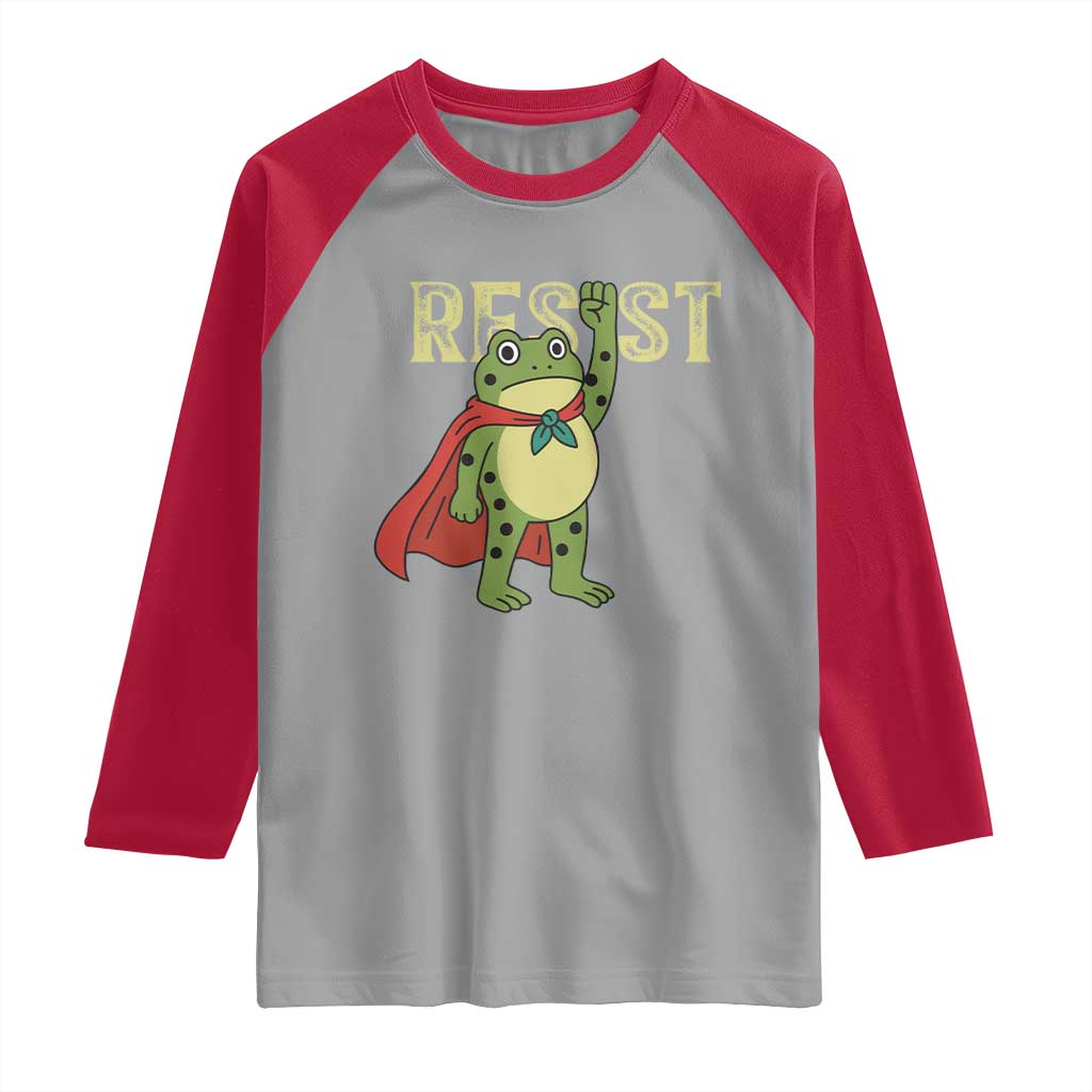 Resist Super Frog Raglan Shirt Free Portland Political Satire Retro Graphic - Wonder Print Shop