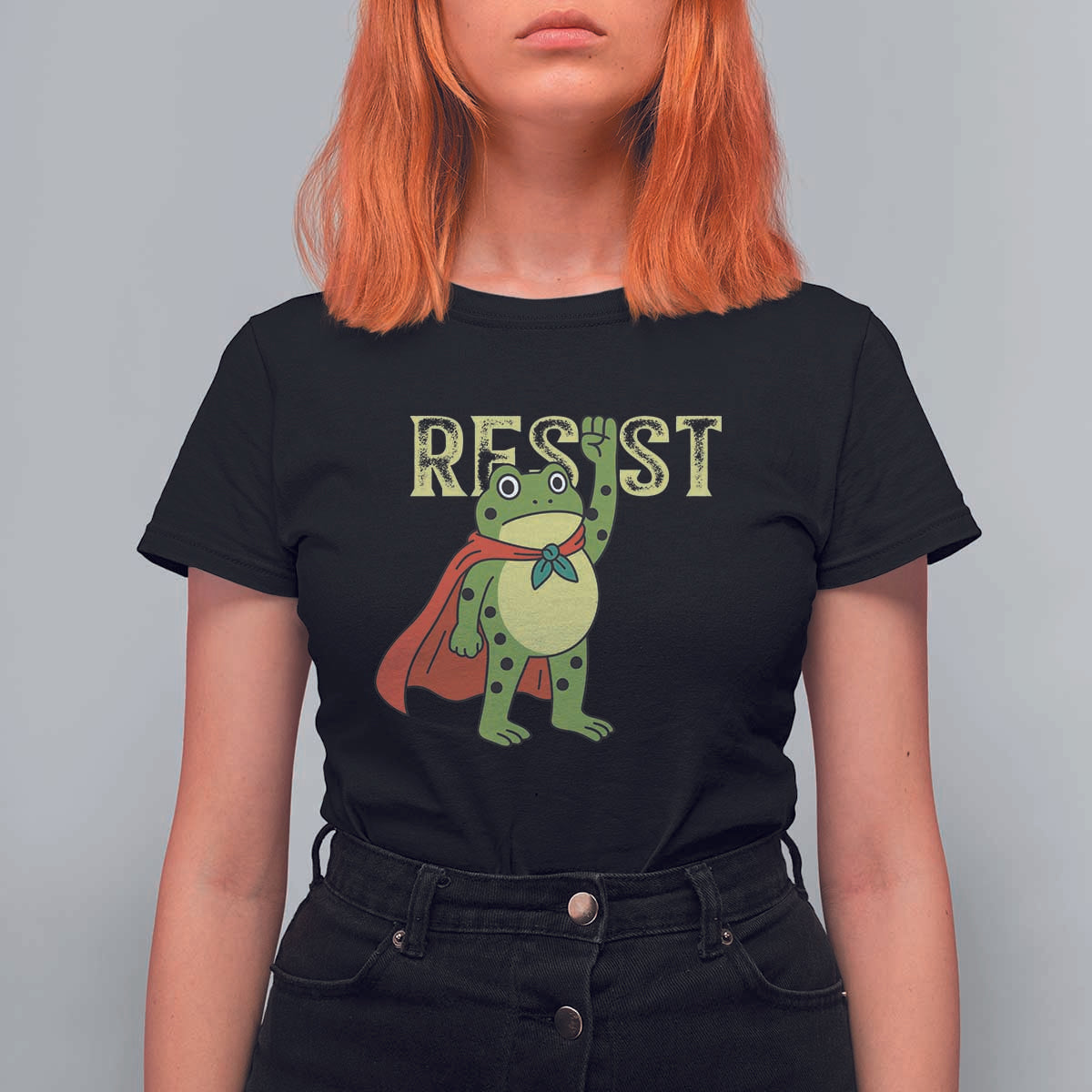 Resist Super Frog T Shirt For Women Free Portland Political Satire Retro Graphic - Wonder Print Shop